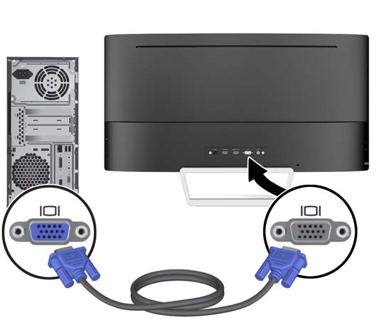 A kábelek csatlakoztatása MEGJEGYZÉS: A monitor szállítja a választó kábelekkel. Nem minden, ebben a részben látható kábelt adnak a monitorral. 1.