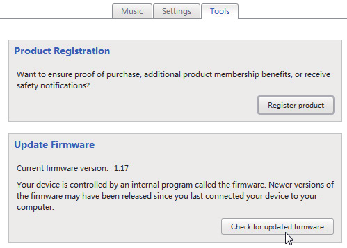 14 Firmware frissítése a Philips Songbird segítségével A ARIAZ készüléket egy firmware-nek nevezett belső program vezérli.