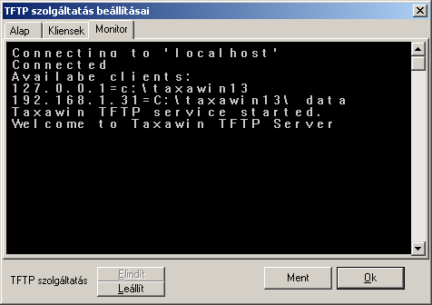 Monitorozás Ha fut a szolgáltatás és a Monitor fülre váltunk, akkor a telnet ablakban folyamatosan