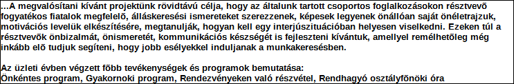 Támogatási program elnevezése: Támogató megnevezése: központi költségvetés Támogatás forrása: önkormányzati költségvetés nemzetközi forrás más gazdálkodó Támogatás időtartama: Támogatási összeg: -