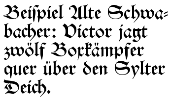 században. c) A Fraktur betűképeket alkalmazták a legszélesebb körben, a 15. század végétől egészen a II. világháború végéig volt használatban Németországban.