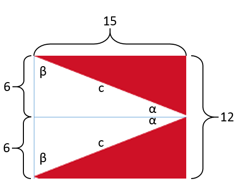 Variációk zászlók rajzolására Hogyan számolhatjuk ki a háromszög oldalhosszát, illetve a szögeket? Tudjuk, hogy tg α = 6/15= 0,4.