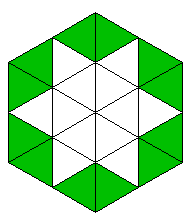 Térkitöltés forgatással A második ábrán minden zöld háromszögre illesztünk egy-egy piros háromszöget a megoldásban vastagon szedtük a bővítést.