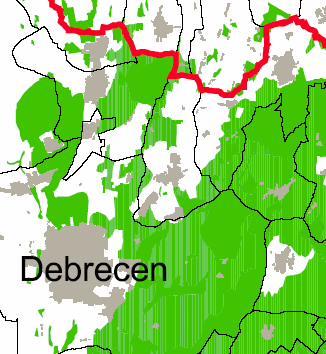 Az igazgatási terület zöld színnel jelzett részei az Országos ökológiai hálózat övezetébe tartoznak.