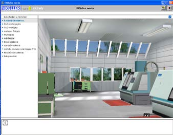 4-1. ábra: A KELLER rendszer virtuális műhelyének modulfelépítése 4.1.1. A virtuális műhelyben található animációk és videók bemutatása A fejezeten belül pontokba szedve a CNC műhelyt bemutató