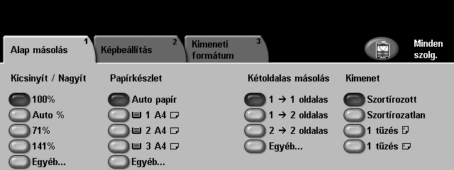 Másolás 1 Töltse be a dokumentumokat a másolni kívánt oldallal felfelé a dokuadagolóba, vagy a másolni kívánt oldallal lefelé a dokuüveg bal hátsó sarkához igazítva.