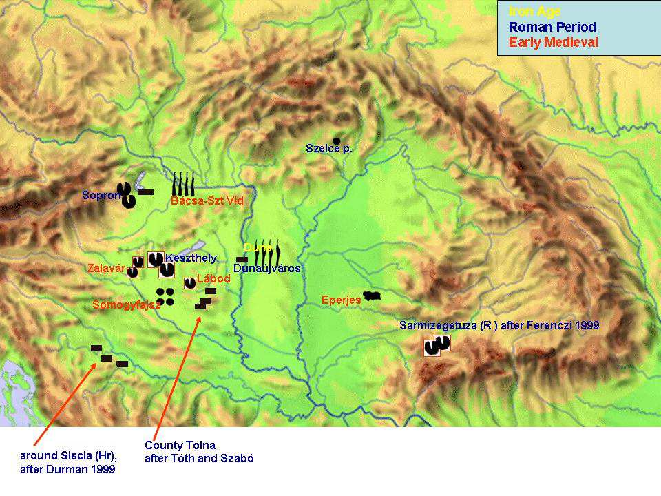 Sites with iron blomms Györke Réka: Newer comparative schedule and map of the archaeological iron blooms and iron bars found in Hungary.