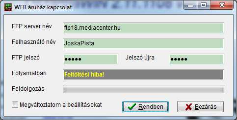 A jelszót kétszer, azonosan kell beírnia. Amennyiben a másodikat is megadta és a kettő azonos, a Jelszó újra mező elhagyásakor a program önműködően rögzíti a beírtakat.