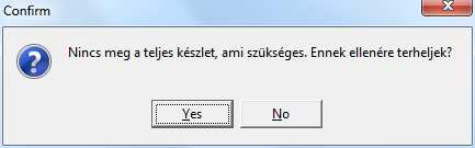 A program ekkor a raktárkészletet összehasonlítja a munkalapon szereplő termékek mennyiségét a készleten lévővel.