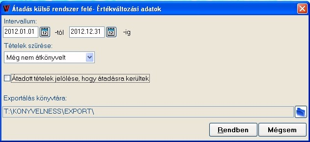 Átkönyvelt tételek ellenőrzése Ezzel a menüponttal van lehetőséged arra ha a főkönyvből törölve lett az átkönyvelt feladás akkor újra átvehetővé tegye a program a kontírozott tételeket.