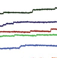 lépcsőméret eloszlásban, a monoexponenciális idő-megnyúlás görbe lefutásában és az erőfüggő sebességi állandó összefüggésben.