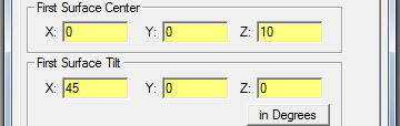 Lencse beillesztése A Position fül alatt a beillesztendő lencse