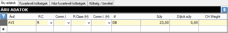 ÁRUADATOK MEGADÁSA, ÁRUDIMENZIÓK FELVÉTELE A fuvarlevélhez több áruadat is felvehető: Áruféleség: Kiválasztása törzsadatok közül. (Megadása nem kötelező). R.