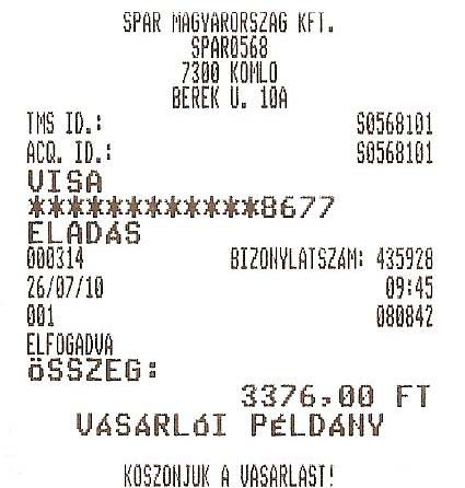 3.2. Potgyűjtő kártyák 11. Bankkártya használatról kiállított bizonylat Az üzletek gyakran alkalmaznak értékesítés-ösztönzésre különféle pontgyűjtő kártyákat.