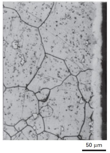 2. ábra: Ausztenites hőálló acél szövetszerkezete A magas Cr és Ni koncentráció miatt szobahőmérsékleten is stabil az ausztenit mátrix.