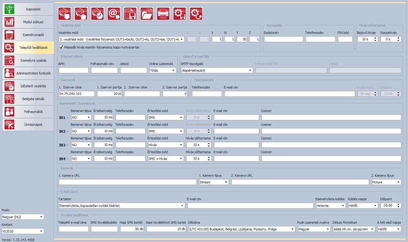 5.3 Telepítői beállítások A telepítői beállításoknál konfigurálhatók a Gate Control Pro általános működésével kapcsolatos paraméterek.