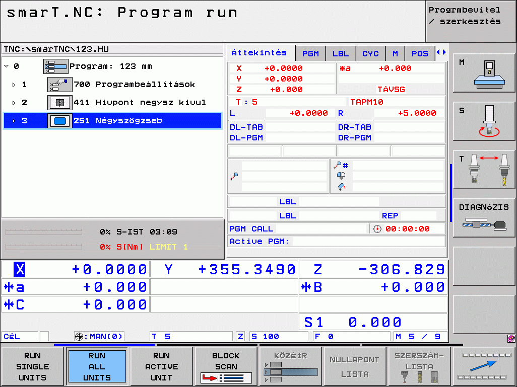 Egység-program futtatása Egység-program grafikus tesztelése és futtatása A programegységek (*.HU) futtathatók a smart.