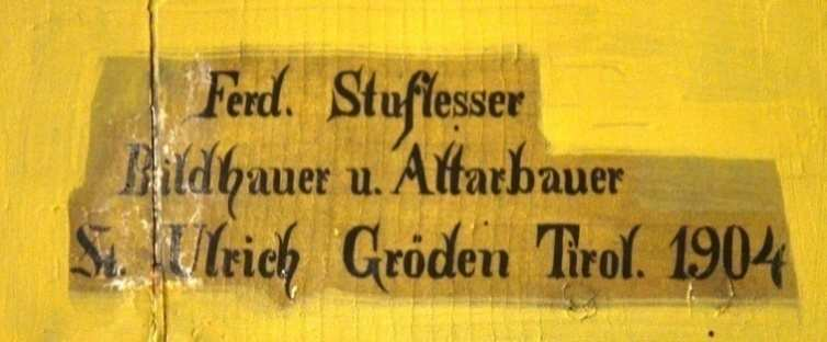 Slika 36 signatura Ferdinanda Stuflessera s glavnoga
