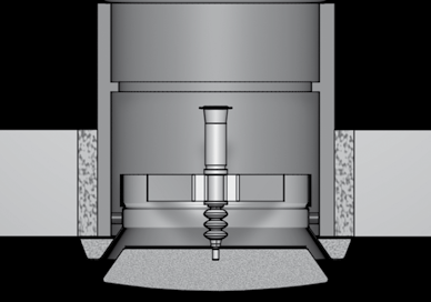 Beépítés beton- vagy pórusbeton födémekbe ED-2 vagy ED-Z2 típusú beépítőkeret rögzítő szögprofilokkal (Lásd a 8.