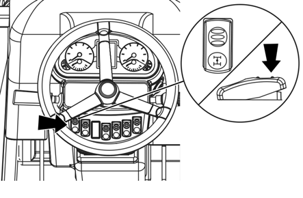 A TRAKTOR VEZETÉSE A mellső kerékhajtás kapcsolása A mellső futómű hajtását a kormányoszlopon található kapcsolóval kell bekapcsolni.