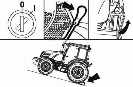 A motor leállításához a kulcsot 'I' állásból fordítsa '0' állásba. MHS16N066 A traktor elhagyása után az akkumulátor főkapcsolót (áramtalanítót) le kell kapcsolni. Figyelem!