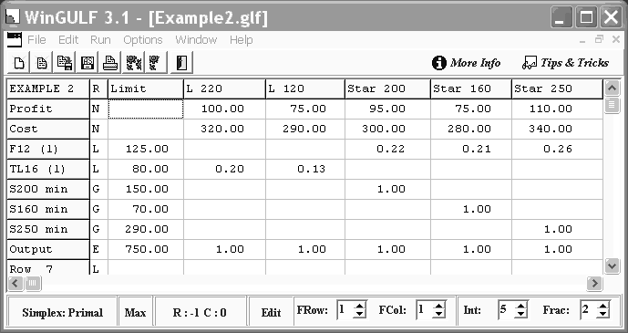 3. FOLYTONOS FELADATOK 133 tok begépelése (az adott feladat megtalálható a WinGULF telepítési csomaghoz csatolt Example2.GLF nevű állományban) után kapjuk a 20. ábran feltüntett HP feladatot.