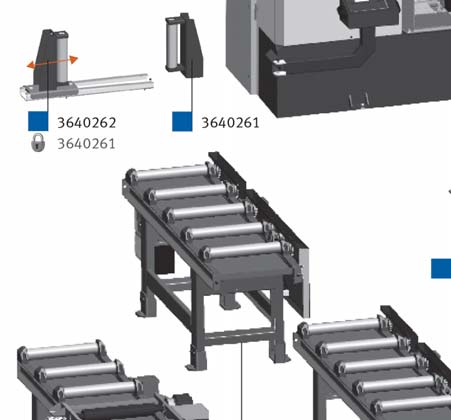 görgőpályáihoz mechanikus méréssel 364 9122 Munkadarabtároló láda 364 0062 Elektromechanikus ütköző motoros görgőpályához digitális