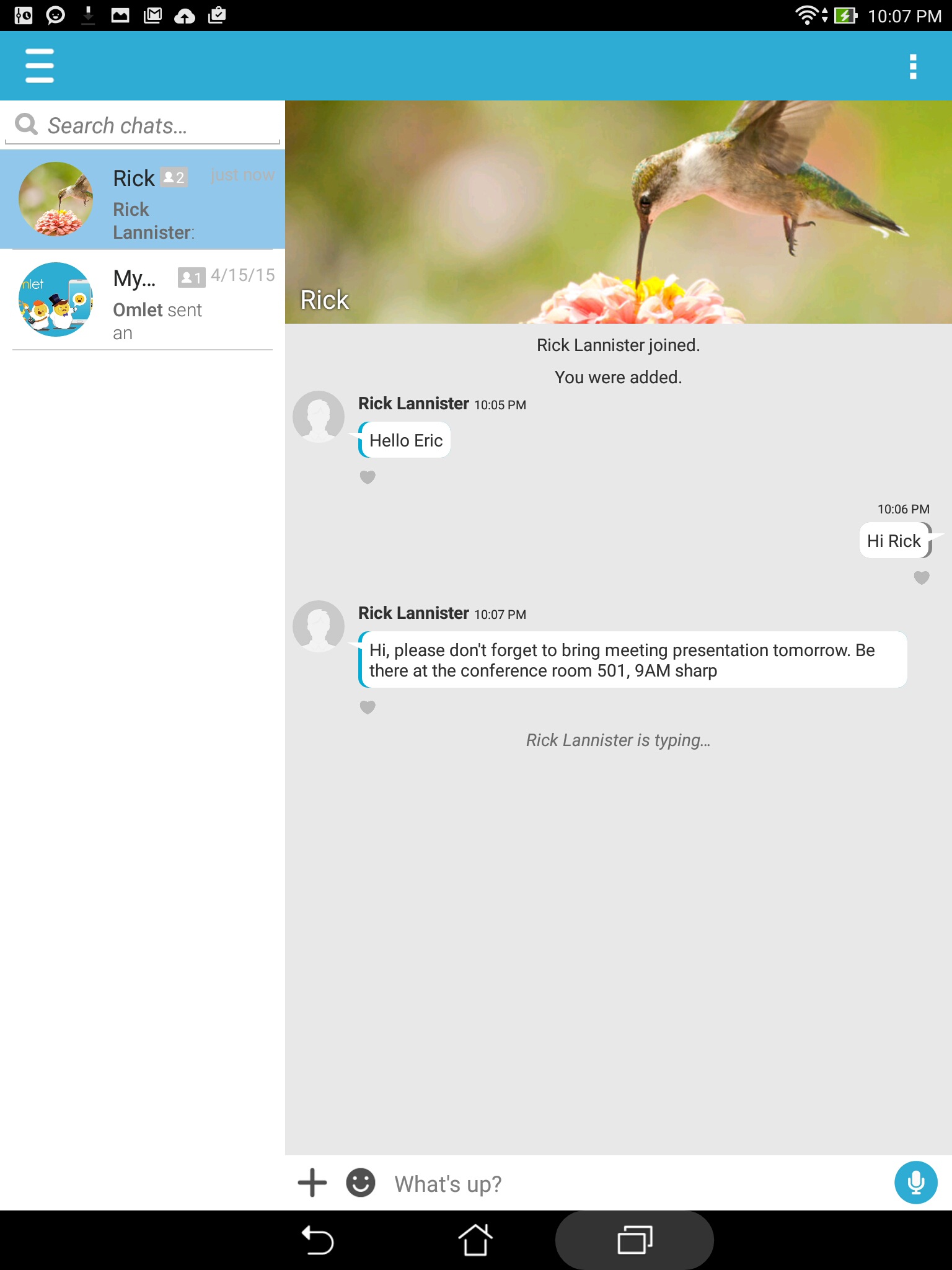 Az Omlet Chat használata Szöveges és multimédia üzeneteket küldhet a mókás, kreatív és interaktív társalgáshoz. Beszélgetés indítása: 1.