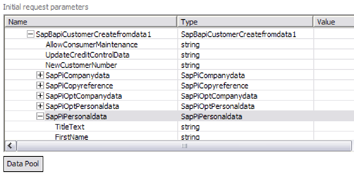 124. ábra: Az SapPiPersonaldata tulajdonság b. Írjon be értékeket az alábbi paramétereknek.