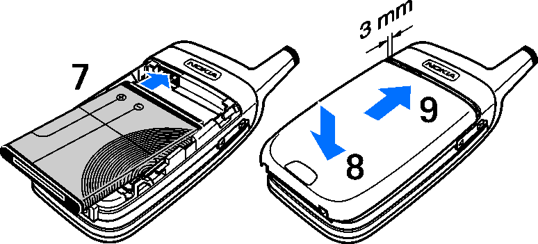 Hajtsuk le a SIM-kártya tartóját (6), és kis nyomással pattintsuk vissza a helyére.