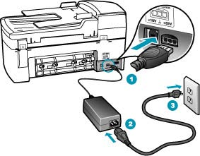 11. fejezet Megoldás: Ellenőrizze, hogy a tápkábel megfelelően csatlakozik-e a HP All-in-One készülékhez és a hálózati adapterhez.