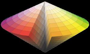 MODERN SZÍNRENDSZEREK: Ostwald-féle színrendszer: Vízszintesen változik a világosság (tetején fehér, az alján fekete).