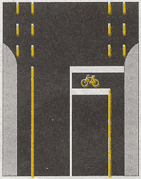 9. Új útburkolati jelek bevezetése (A rendelet 18. változásai) h/1. Előretolt kerékpáros felállóhely balra bekanyarodó kerékpárosok számára (153/a.