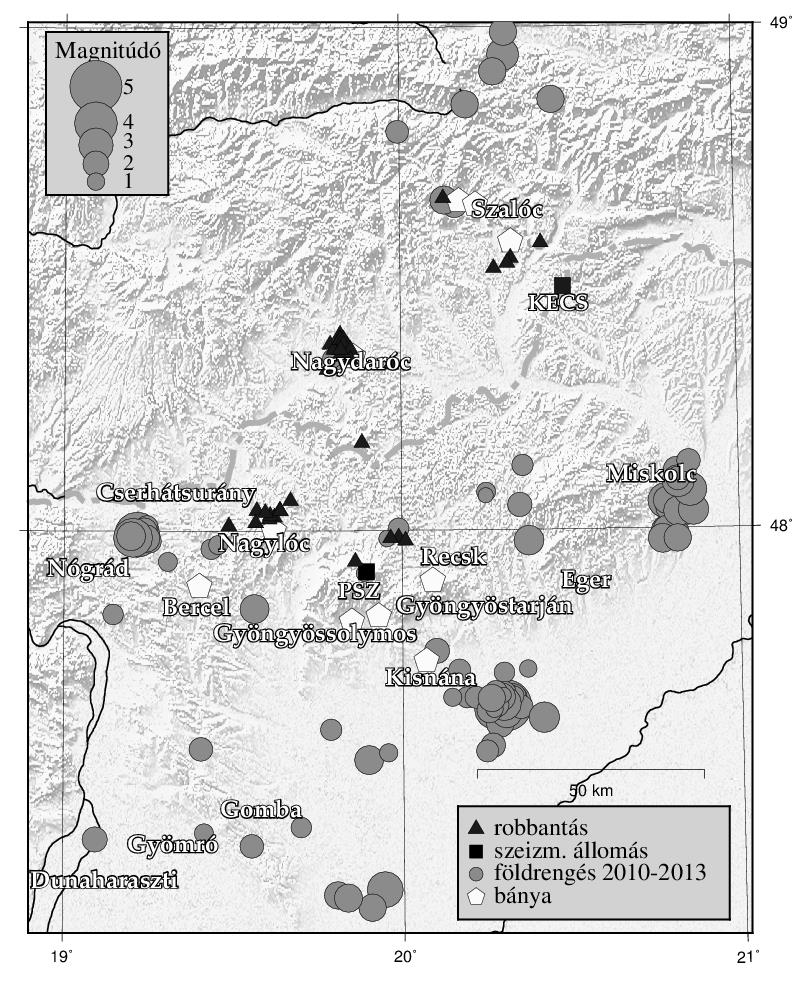 4 KISZELY M., GYŐRI E. 3 A felhasznált események A. ábrán feltüntettük a vizsgált területen keletkezett földrengéseket (körök).
