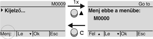 választókapcsoló-állásban a C nyomógombot kb. 2 másodpercig nyomva kell tartani, amíg egy oldal M... ID-vel meg nem jelenik.