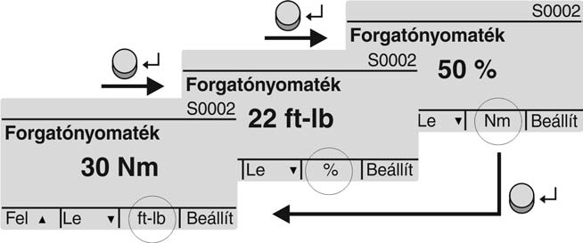 Kijelzések SQ 05.2 SQ 14.2/SQR 05.2 SQR 14.2 Vezérlőegység: elektronikus (MWG) Forgatónyomaték (S0002) A kijelzés csak akkor látható, ha van beépítve MWG (mágneses út- és nyomatékjelző) a hajtóműbe.