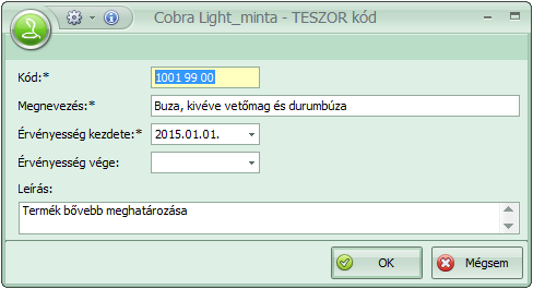 Ha a vállalkozásnak a számlán szerepeltetett tételhez fel kell tüntetnie TESZOR kódot, akkor az általában az igen terjedelmes TESZOR kód jegyzékből, csak korlátozott mennyiséget, esetenként néhány