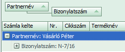 Példaként legyen szükség a Vásárló Péter vevő részére kiállított N-7/16 Bizonylatszámmal kiállított számla egy vagy több tételével kapcsolatos jóváírásra.