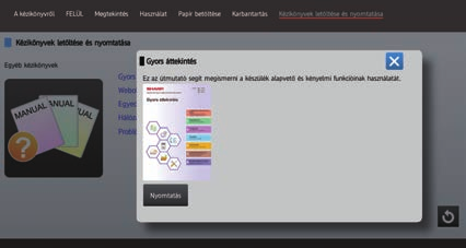 beállítást az érintőpanelen. () Koppintson a [Kézikönyvek letöltése és nyomtatása] gombra. (2) (3) (2) Koppintson az [Egyéb kézikönyvek] gombra.