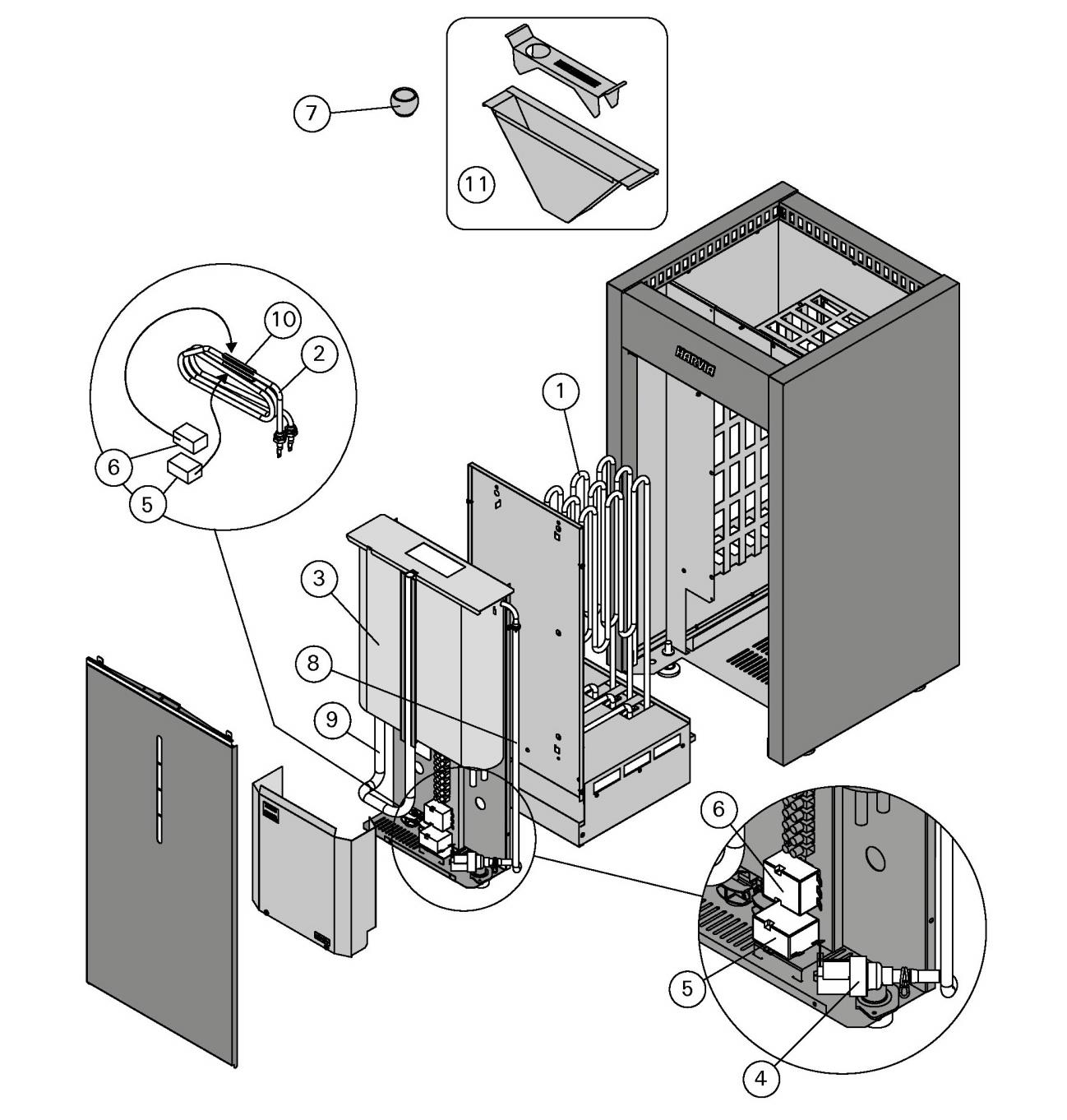 4. PÓTALKATRÉSZEK 1 Fűtőelem 2260 W/230V Fűtőelem 3000 W/230V Fűtőelem 3600 W/230V ZCU-823 ZCU-830 ZCU-836 16 HL70S(A) HL90S(A) HL110S(A) 2 Gőzfejlesztő fűtőelem, szerelve ZH-104 1 3 Víztartály,