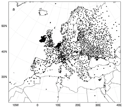 rácsponti adatbázis, kb. 16 000 meteorológiai állomásra lenne szükség, és tudjuk, hogy ennyi nem létezik (kb.