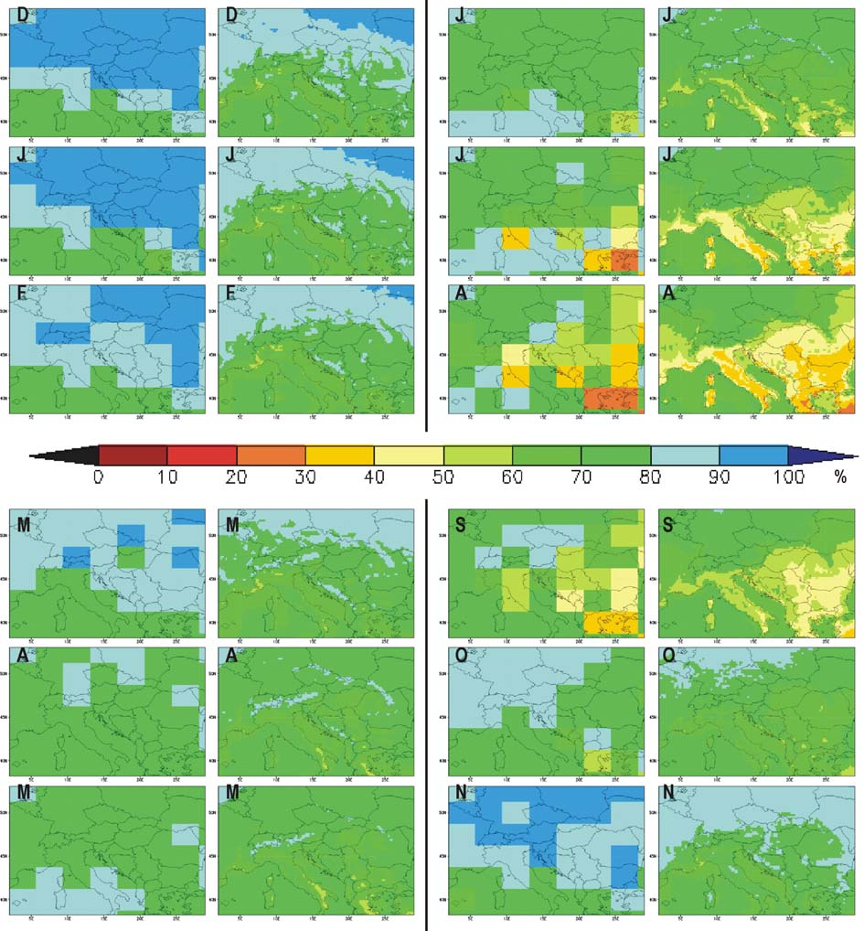 4.6. ábra: Az 1000 hpa-os nyomási szint átlagos relatív nedvessége az 1961 1990 közötti időszakban a HadCM3Q0