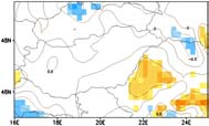 csapadék-eltérése (mm/hónap) az