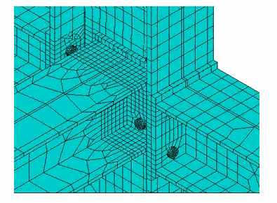 . MELLÉKIRÁNYÚ ÉS TÉRBELI NEMTÚLNYÚLÓ HOMLOKLEMEZES KAPCSOLATOK NUMERIKUS VIZSGÁLATAI -17. ábra Srített hálózatú modell Kísérlet ANSYS (ritkább háló) ANSYS (srbb háló) Max.