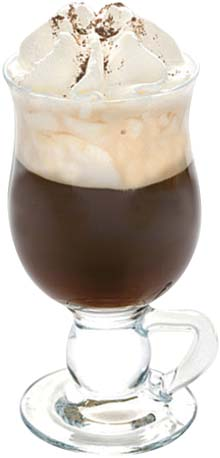 - espresso, amaretto likőr, barna cukor, tejszínhab espresso, amaretto liqueur, brown sugat, whipped cream