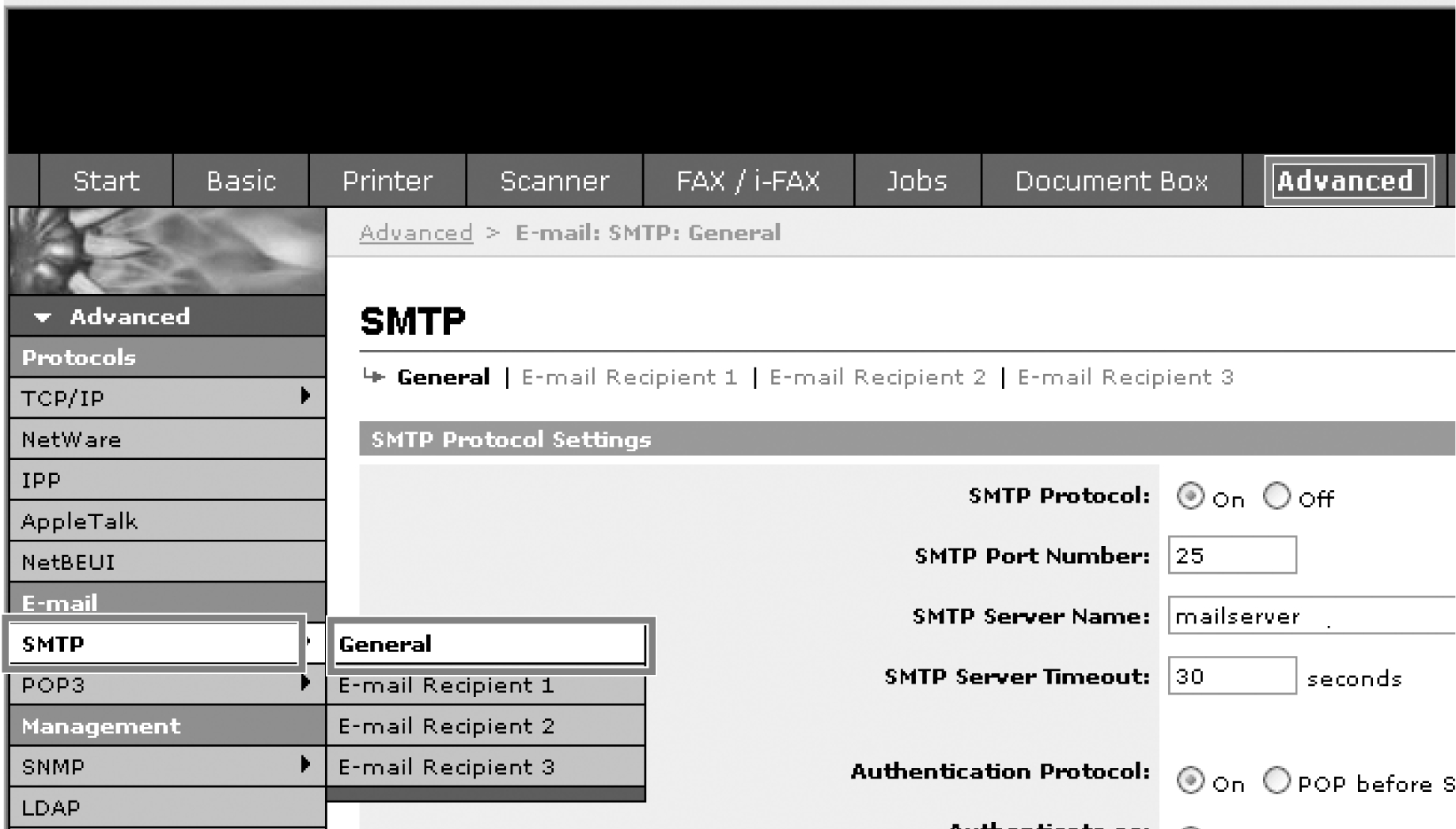 Használat előtti előkészületek E-mail küldése Ha megadja az SMTP-beállításokat, elküldheti a készülékre töltött képeket e-mail mellékletként.