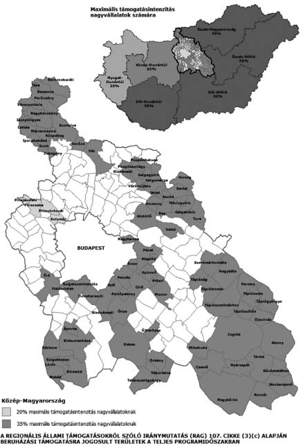 8 HARGITA Eszter leteken), az ún. regionális támogatási térképen támogathatóként jelölt területeken és a térképen szereplő maximális mértékig adható.