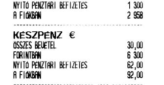 nyugtáról. 22. Összes bevétel készpénzből. 23. A fiókban lévő összes befizetés. 24.