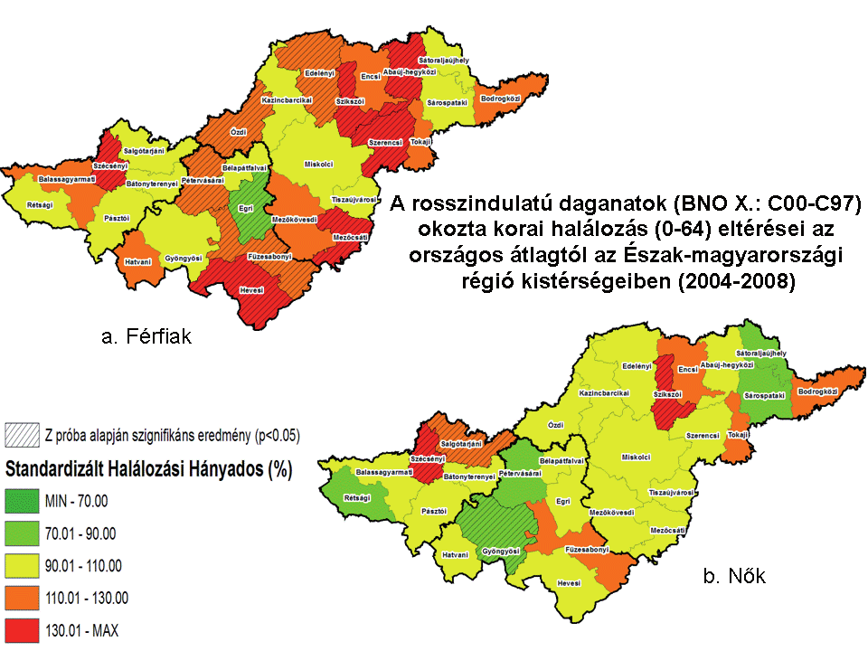 A rendelkezésre álló utolsó év adataival számszerűsítve a nemi különbséget: a régiónkban élő 0-64 éves férfiak 100 000 főre vetített halálozása csaknem kétszerese a releváns EU-27 átlagának (1,91),