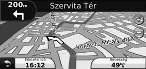 Keress és indíts! Az útvonal követése A követendő útvonal bíborszínű vonalként jelenik meg.